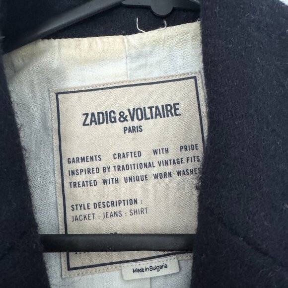 Zadig & Voltaire Marco Coat – Navy & Red Wool Blend – Size S - Picture 10 of 16